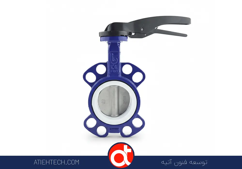 شیر پروانه‌ای دیسک استیل با سیت PTFE برند ATCO